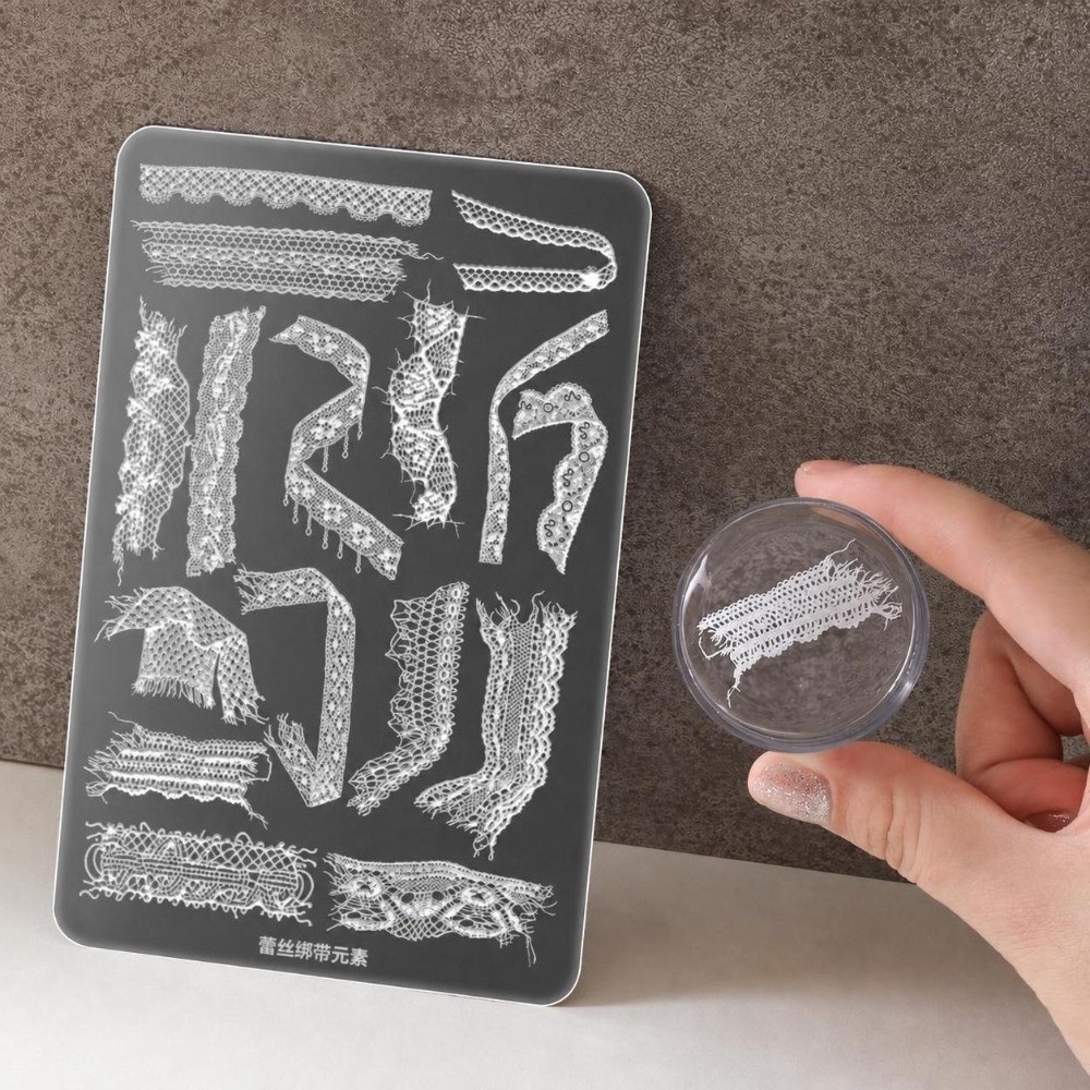 3D Printing Templates Free - قوالب طباعة الأظافر بنمط الشريط الدانتيل،