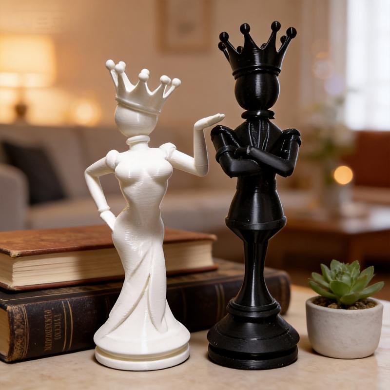 3D Printing Chess - تماثيل ملكة وملك الشطرنج مطبوعة بتقنية