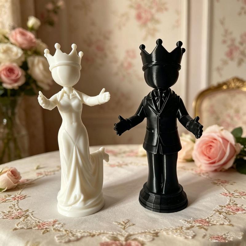 تمثال ملك وملكة الشطرنج مطبوع  - مراجعة 3D Printing Chess وسعره