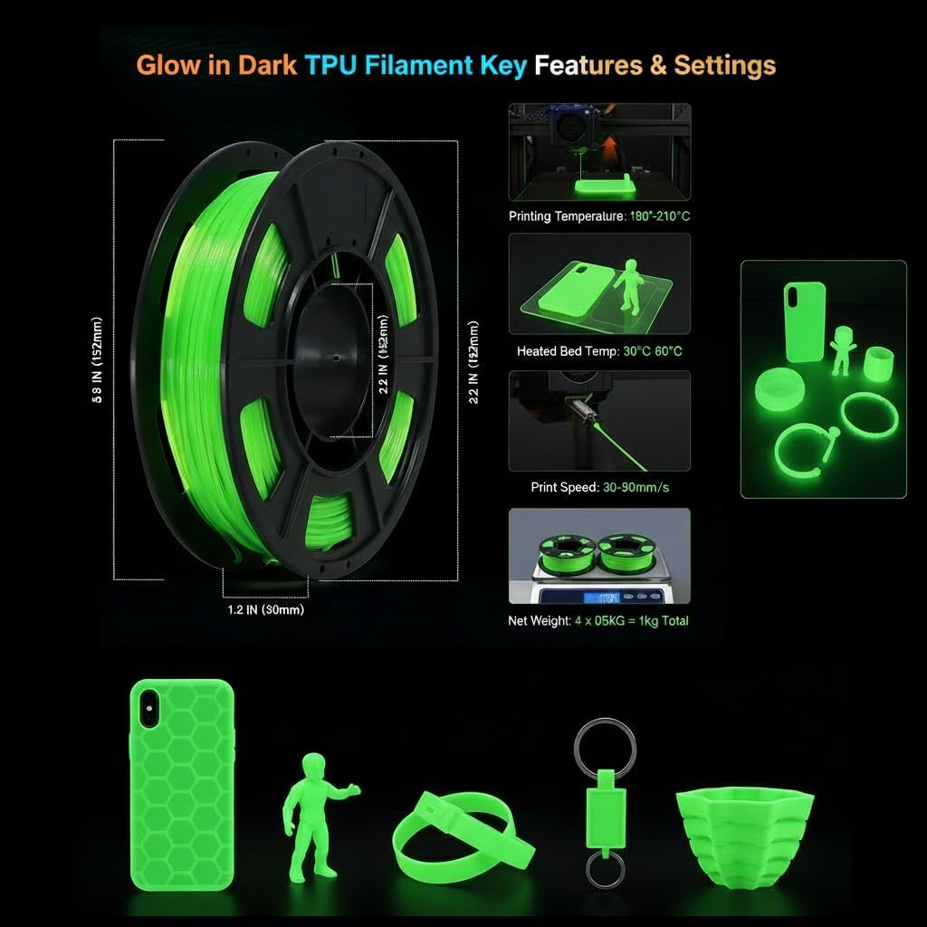 خيوط طابعة ثلاثية الأبعاد من م - مراجعة Tpu Flexible Filament وسعره